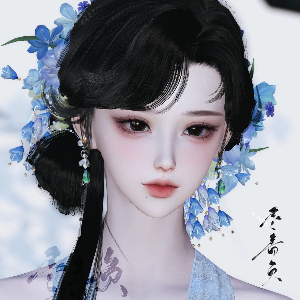 /尽春负/ 逆水寒手游捏脸素问九灵神相龙吟成女通用 古风清纯秀丽