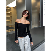 黑色内搭百搭简约长袖 VanessaLab 春夏一字领御姐好穿经典 T恤女