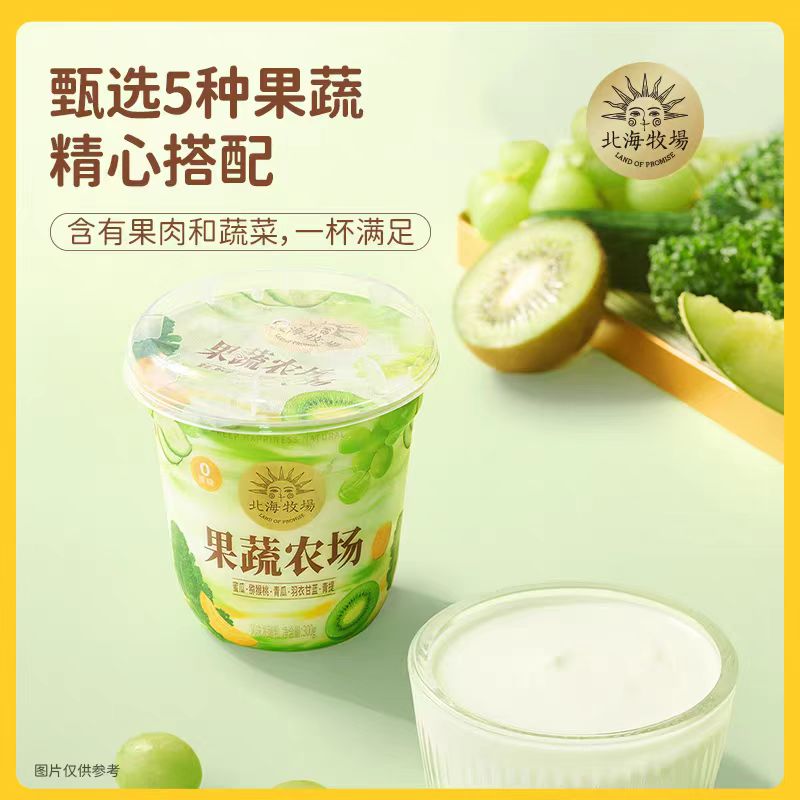 北海牧场0蔗糖酸奶果蔬蜜瓜草莓风味发酵乳低温短保大杯300g
