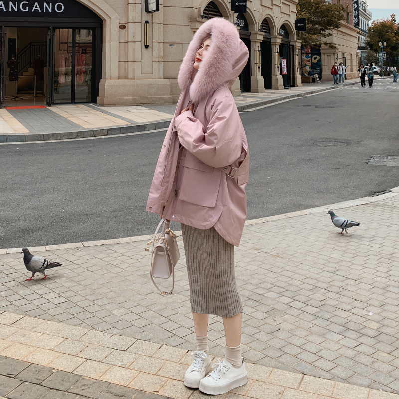 【现货】2025冬季兔毛内胆加厚粉色派克服 2C056-9918-P185 控268