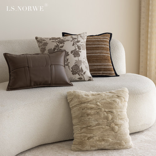 中古风高级感提花静奢风皮草枕套