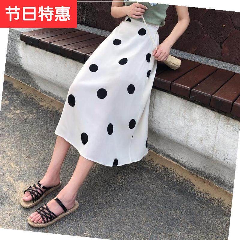 白色波点半身裙女夏雪纺ca字中长款大摆伞裙适合胯大腿粗的裙子|ruв категории Женская одежда, юбка - от Buy2taobao.com для оказания профессиональной услуги покупки агента Taobao