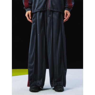 高山热撞色复古宽松运动长裤