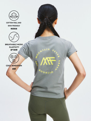 高山热凉感短袖LOGO女短款TEE