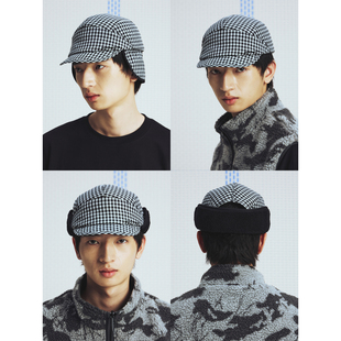 鸭舌帽 多戴法 MOUNTAINFEVER AW25纯棉小格纹可拆卸仿羊羔绒护耳