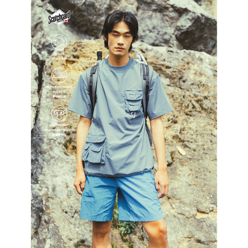 高山热微弹速干多袋钓鱼短袖