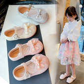 秋款 公主鞋 2026新款 小女孩宝宝水钻蝴蝶结新中式 儿童单鞋 女童皮鞋