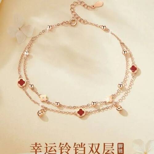 四叶草宫铃铛脚链女百搭简约小众