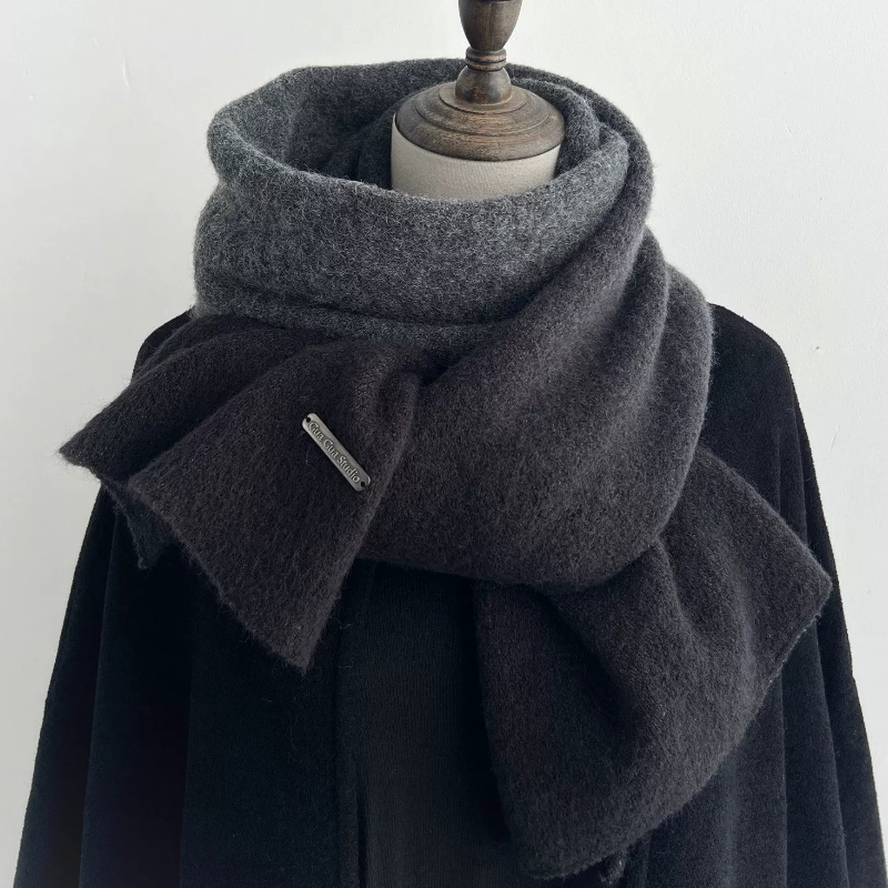 【正品】Coor Koor高级感深灰色渐变色羊绒围巾女冬季软糯保暖韩