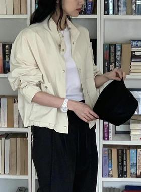 2023秋季新款韩国东大门b*aking powder设计感立领短款外套