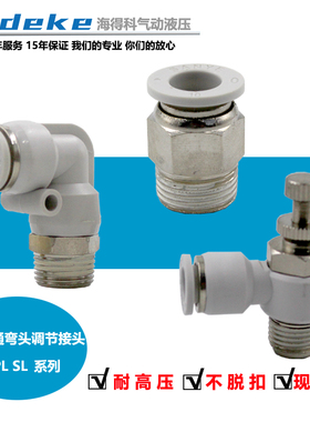PL8-02白色弯直通螺纹节流ASL8-M5气管接头PC10/6/4/12-01/2/3/04