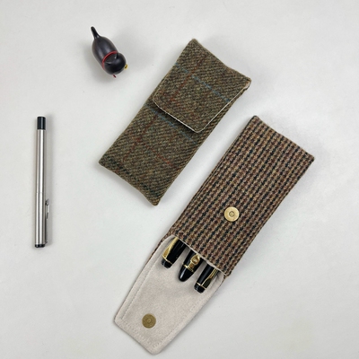 布邑复古哈里斯格纹粗花呢笔袋