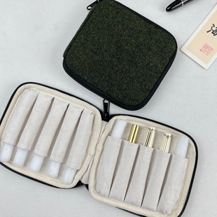 布邑适用Sailor写乐 mini万宝龙短款钢笔保护套笔袋十支装拉链包