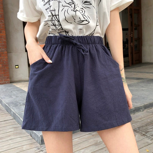 Спортивные шорты, летние тонкие штаны для отдыха, из хлопка и льна, в корейском стиле, высокая талия, свободный крой