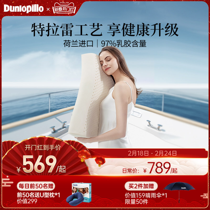 DUNLOPILLO/邓禄普荷兰进口乳胶枕特拉雷工艺天然护颈椎波浪枕头