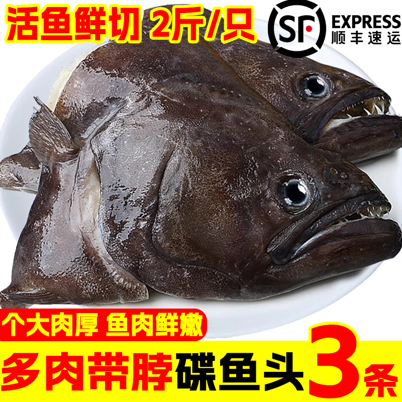 碟鱼头新鲜冷冻特大带脖多肉鲽鱼2斤鸦片鱼头商用深海鱼海鲜顺丰