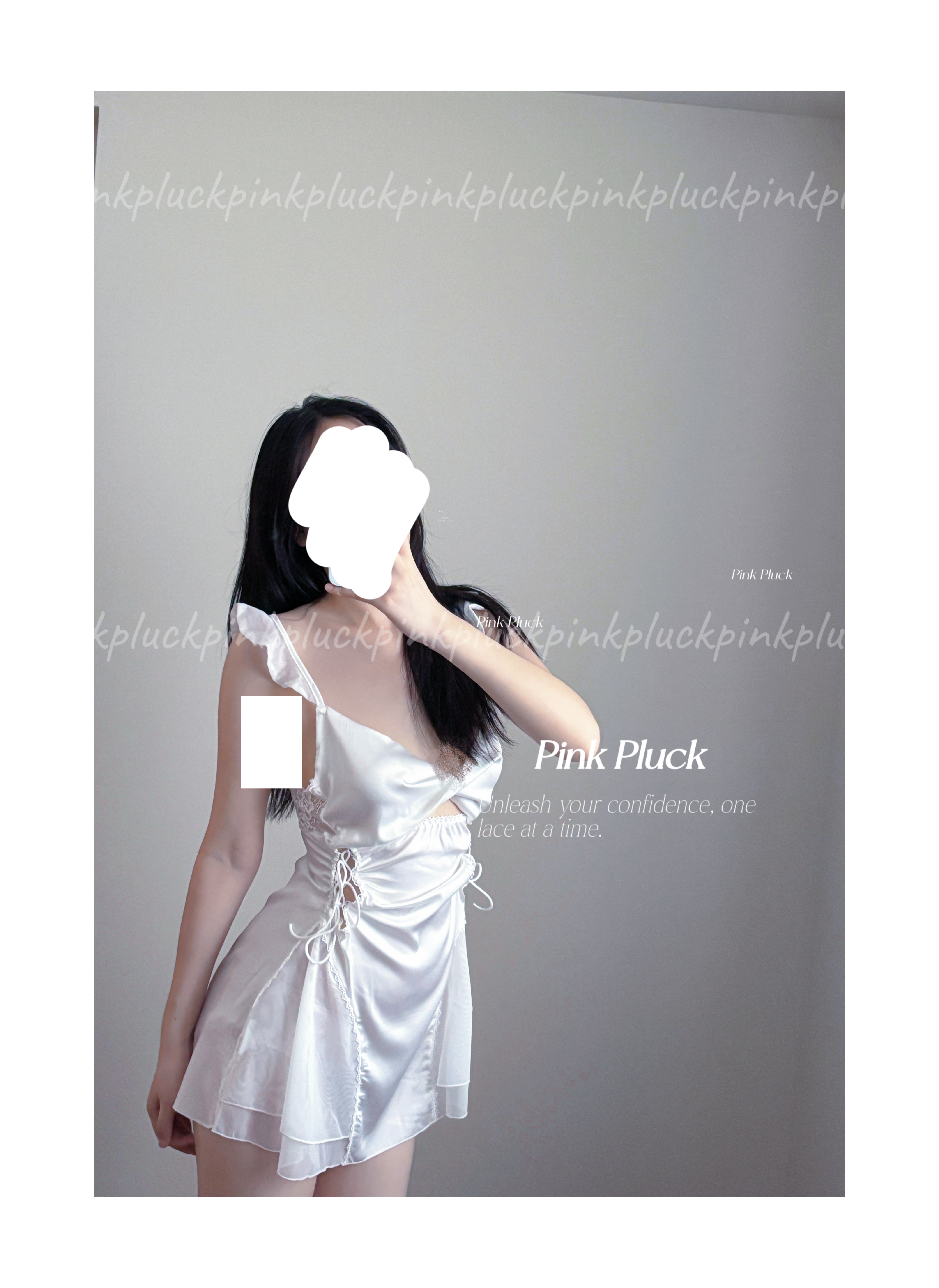 Pink Pluck御姐*优质缎面纯欲风性感露背内衣吊带睡裙女款