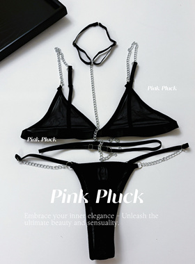 Pinkpluck*释放 优质网纱黑色三角杯薄款法式内衣套装 超性感！