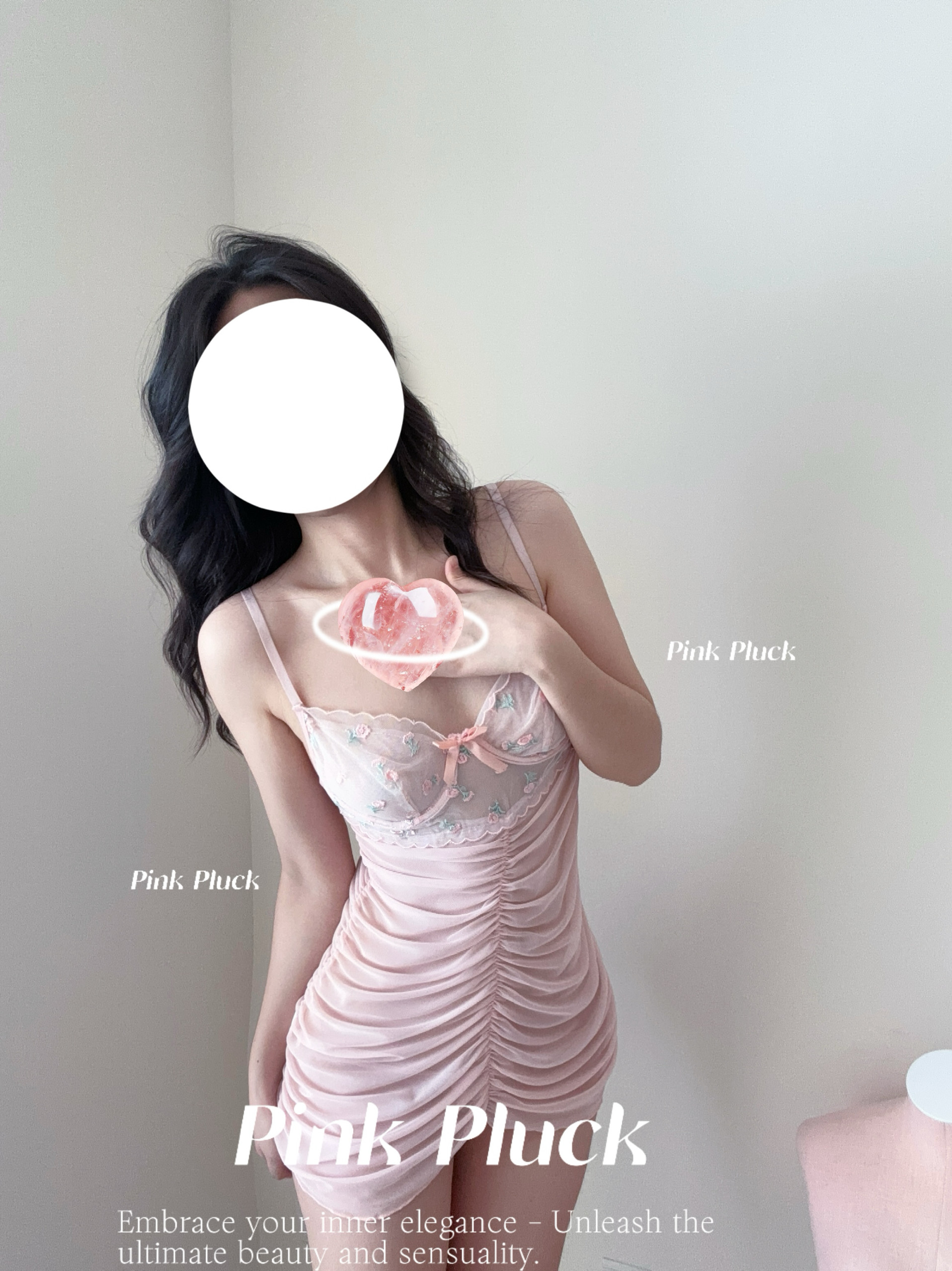 Pink Pluck害羞 优质蕾丝碎花吊带睡衣女性感睡裙 超纯欲 超推荐