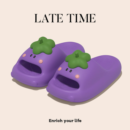 latetime茄子凉拖鞋女夏季外穿