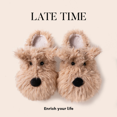 潦草小狗棉拖鞋男士秋冬季居家