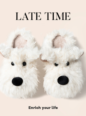 可爱卡通西高地潦草小狗棉拖鞋女秋冬季室内居家月子情侣毛拖鞋男