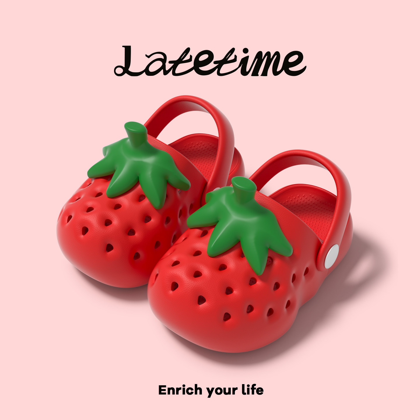 latetime可爱草莓洞洞鞋儿童拖鞋男女童夏季外穿2026新款宝宝凉拖