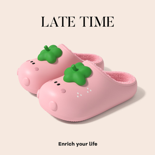 latetime可爱少女心草莓棉拖鞋