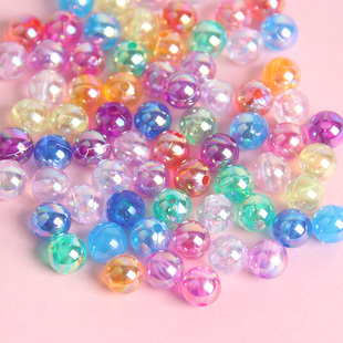 亚克力AB镀彩圆珠串珠子散珠手工diy手串手机链项链饰品材料配件