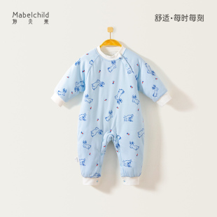 妙贝亲冬季 棉服婴儿连体衣保暖加厚秋冬肩开套头哈衣爬服宝宝冬装