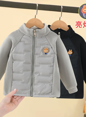 男童加绒外套秋冬款儿童摇粒绒校服神器内搭小男孩宝宝加厚棉衣潮