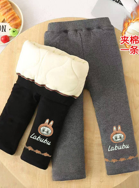 女童加厚棉裤秋冬款儿童保暖一条过冬裤子小女孩宝宝夹棉打底裤潮