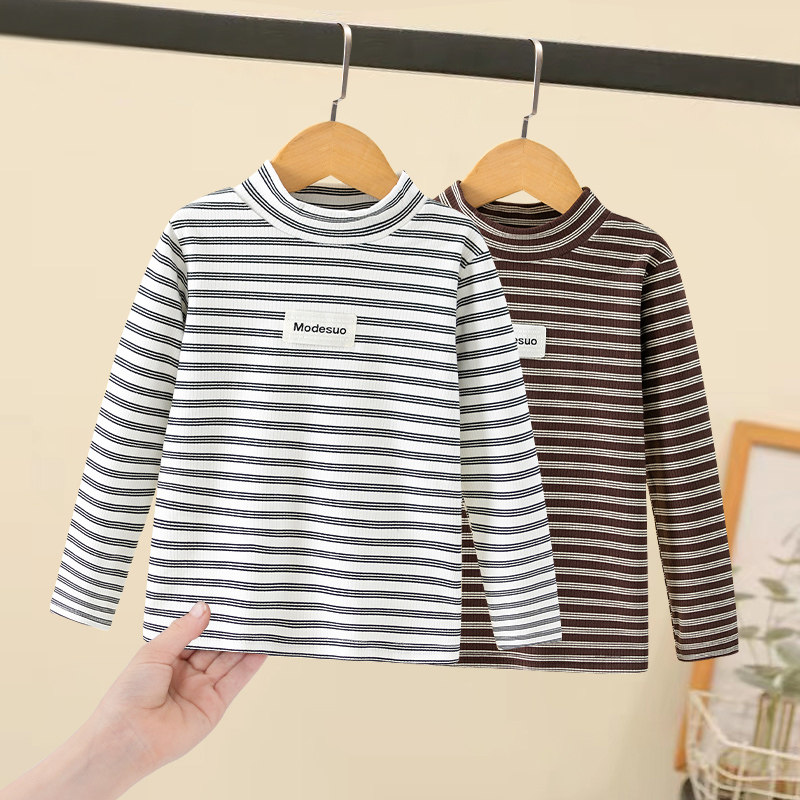 男童半高领长袖T恤春秋冬季男宝宝条纹打底衫儿童秋衣内搭早秋装,童装/婴儿装/亲子装,卫衣/绒衫,淘宝优惠券,粉丝福利购,淘宝优惠卷