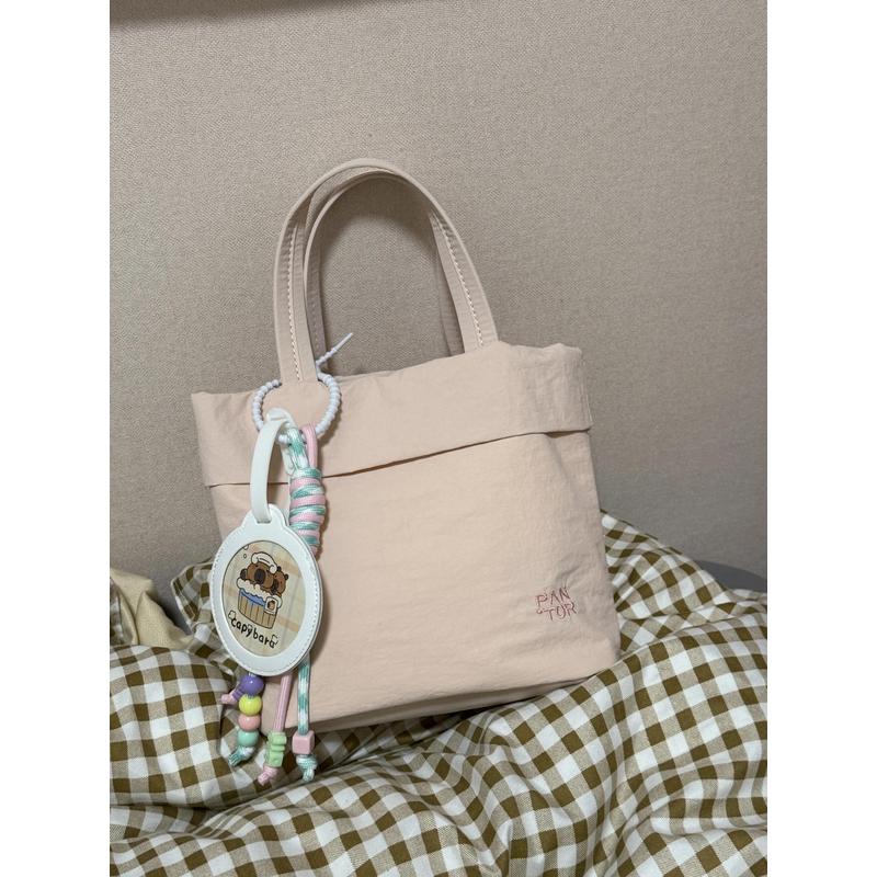 桃柚兜韩系女小背包小挎包手拎包尼龙布包包斜挎包小托特包水桶包