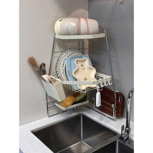 懒人学堂宿舍厨房转角三角旋转置物架转角碗架拐角碗架沥水碗碟架
