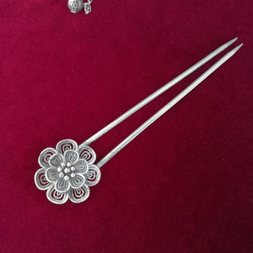 Этническое ханьфу ручной работы, аксессуар для волос, китайская шпилька в форме цветка, этнический стиль, тонкое плетение