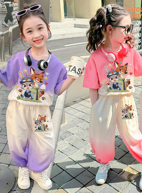 疯狂动物城儿童夏季套装2026新款中小童男女童短袖短裤运动两件套