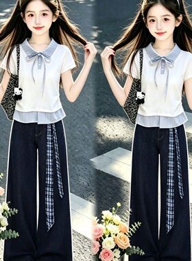 夏天学院风盐甜Polo领短袖T恤一套装女学生时尚韩系卷边裤两件套