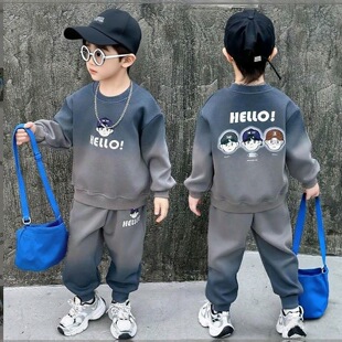 小中童春秋季卫衣运动服男孩帅气渐变2026新款儿童装男童春装套装