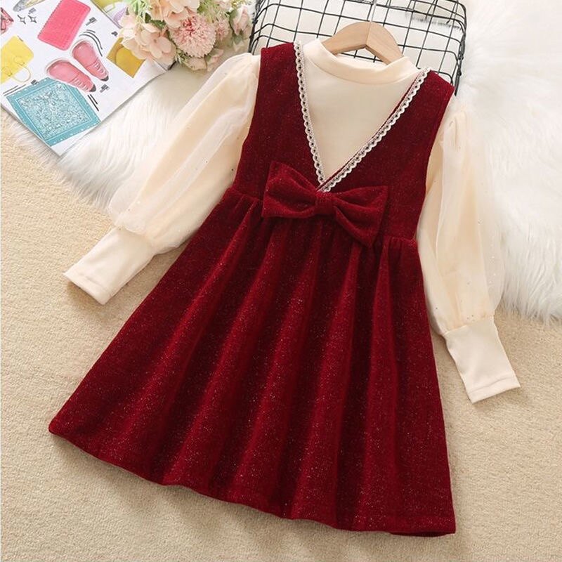 女童冬季加绒连衣裙2025新款蝴蝶结背心裙套装小女孩洋气炸街潮款,童装/婴儿装/亲子装,连衣裙,淘宝优惠券,粉丝福利购,淘宝优惠卷