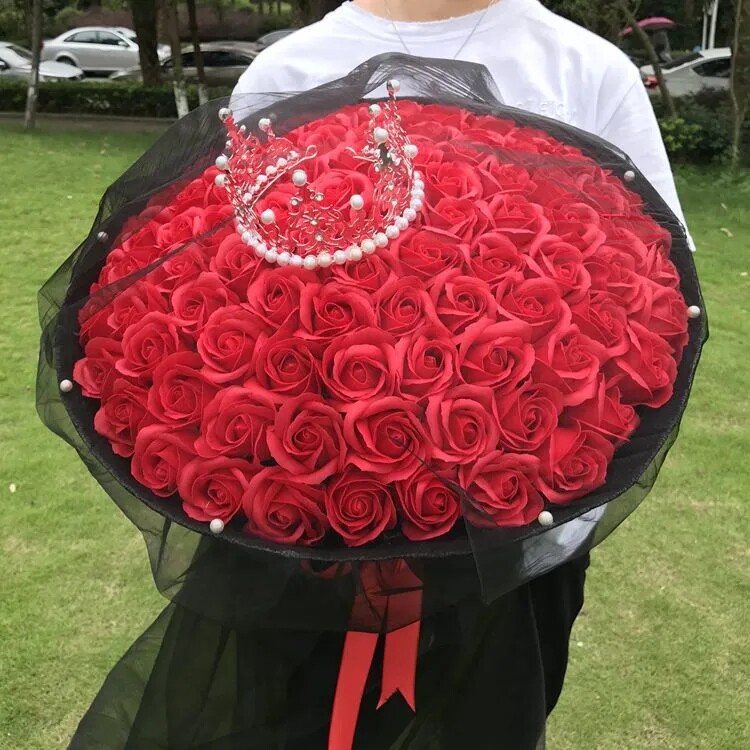 永生花99朵妇女节香皂玫瑰花束礼盒七夕情人节女友订婚生日礼物