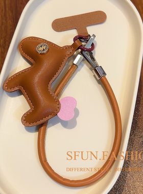 高端手机挂链短绳腕带垫夹片ccd相机饰女包挂件防丢马年棕色小马