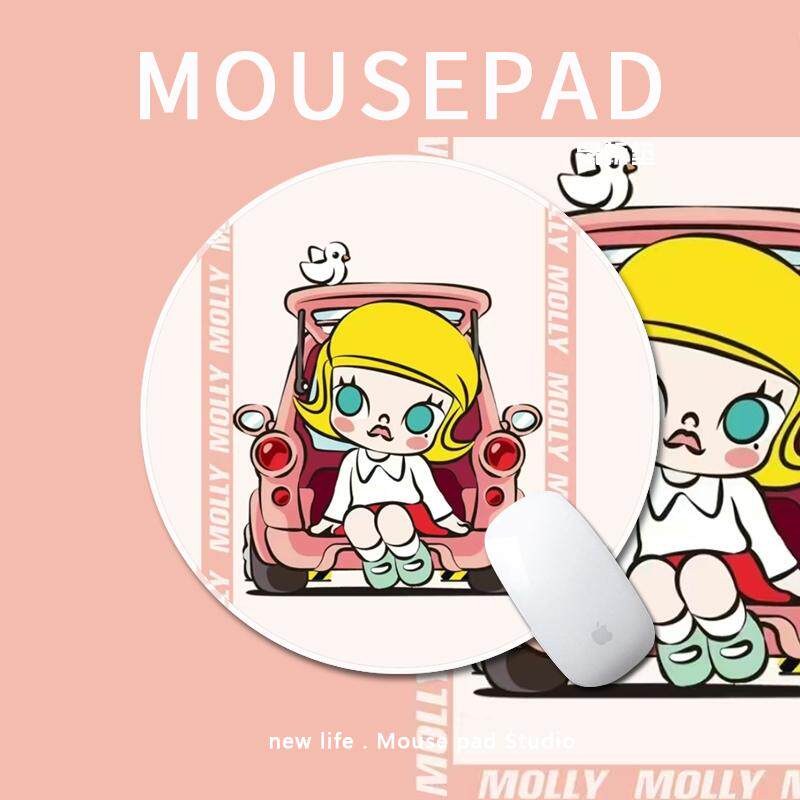 卡通可爱泡泡玛特玛丽鼠标垫粉色Molly茉莉少女心学生电脑桌面垫
