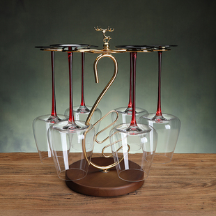 创意实木红酒杯架轻奢倒挂高脚杯悬挂葡萄酒杯家用摆件简约展示架