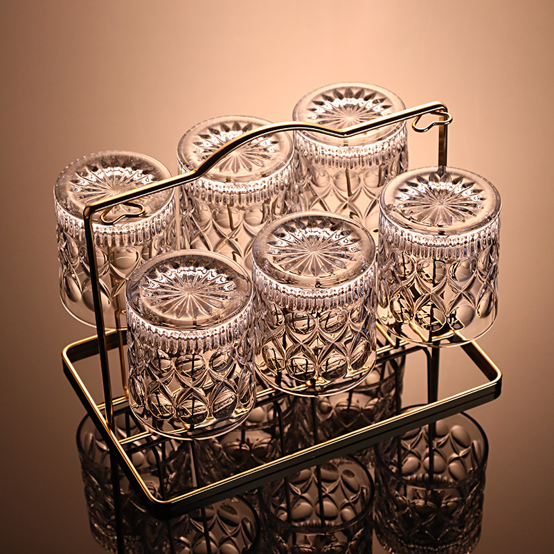 欧式威士忌酒杯家用水晶玻璃洋酒杯创意ins风八角啤酒吧酒具套装