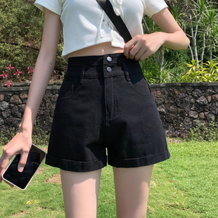 高腰显瘦辣妹宽松a字黑色潮ins热裤 大码 2025新款 牛仔短裤 女夏薄款