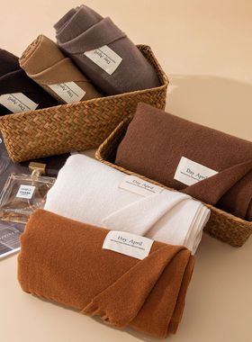 秋冬季棉麻围巾羊绒手感纯色围巾女仿羊绒2025秋冬氛围感韩系