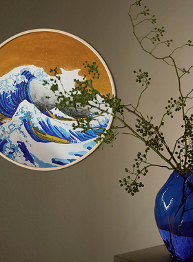 神奈川冲浪里手绘油画装饰画