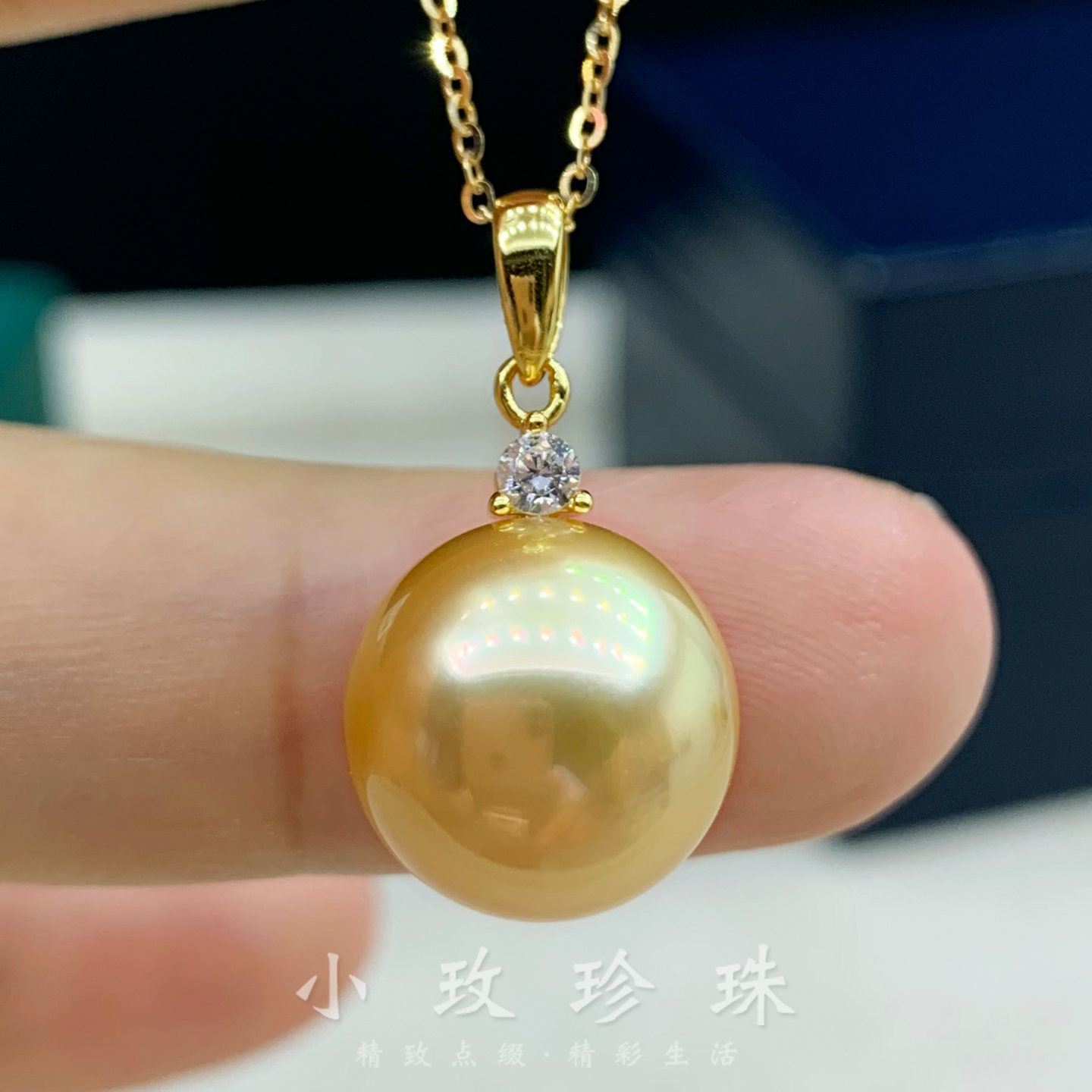 茶金色南洋海水金珍珠吊坠