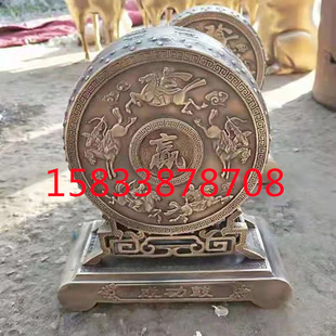 大型铜鼓广西腰鼓纯铜铸造玻璃钢鼓广场园林景观校园铜雕摆件定制